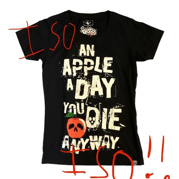 ‘An Apple a day, you die anyway’ Cupcake Cult T-shirt - Picture 2 of 2